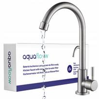 AquaFloow - sidabrinis virtuvės maišytuvas su 360° vandens filtro jungtimi