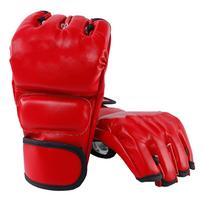 Unisex MMA pirštinės be pirštų, bokso pirštinės atvirais delnais koviniam treniravimuisi, raudonos