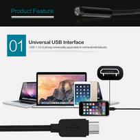 7 mm fokusavimo kameros objektyvas 2M vandeniui atsparus 6 LED Android endoskopas Mini USB kabelis endoskopas balta