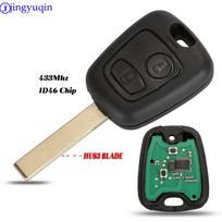 jingyuqin Automobilio nuotolinio valdymo pultelis Raktas 2 mygtukai ASK 433MHz PEUGEOT 207 307 Automobilio raktų be rakto pultelis PCF7961 lustas HU83 ašmenys