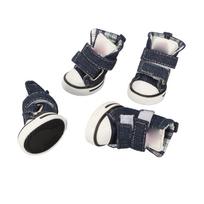 4 vnt. drobės šuniukų batai, stilingi, mieli, atsparūs slydimui, kvėpuojantys, patogūs augintinių letenų apsaugos 3 Size gray