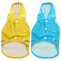 2 vnt. Šuns lietpaltis, vandeniui atsparus paltas su gobtuvu, lietpalčiai su saugos atšvaitine juosta, geltonas M(for 4-6.5kg)