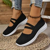 Casual Women's Shoes 2025 New Style One-Step Woven Mom Shoes Low Heel Synthetic Interior Non-Slip Rubber Sole 39 juoda