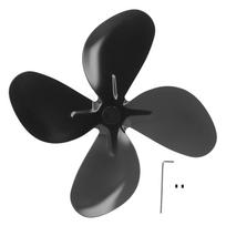 Stove Fan Blade Replacement Aluminum Alloy Fireplace Fan 4 Blades with Hex Wrench Screw Black