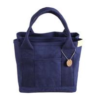 Lunch Tote Bag Canvas Solid Color Large Capacity Portable Lunch Cooler Bag for Sport Working Dark tamsiai mėlyna spalva