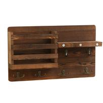 Mail Holder Large Size Wall Mounted Mail Organizer with Key Hooks Solid Wood Home Decor for