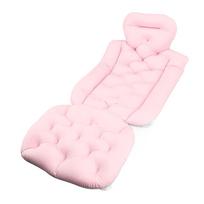 Full Body Bath Pillow Lengthened Type Adult Bath Mat for Head Neck Support with Suction Cups Pink rožinė