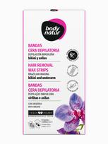 BODY NATUR Depiliacinės vaško juostelės bikini zonai ir pažastų odai su orchidėjų ekstraktu, 12 vnt + 2 servetėlės