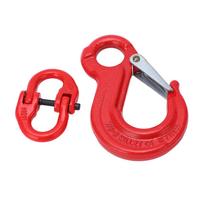 Slip Hook Eye Sling Heavy Duty 2T Bearing Trailer Lifting Chain Connector with 2 Ring Buckle red