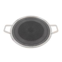 Korėjietiška keptuvė grilis nerūdijančio plieno nelipni su dviguba rankena apvali BBQ plokštė indukcinei kaitlentei 34cm / 13.4in