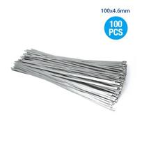 100Pcs 304#Stainless Steel Cable Ties 4.6mm Heavy Duty Self-Locking Cable Zip Tie Multi-Purpose Metal Exhaust Wrap Locking Ties 100*4.6mm(100PCS)