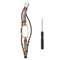for Xiaomi Mi Band 7 Leather Strap Metal Snap Retro DIY Smart Watch Band Replacement Bracelet Brown ruda