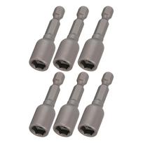 10Pcs Power Nut Driver Hex Magnetic Bit Set Socket Impact Drill Bits M8x48mm 14in ShankGrey