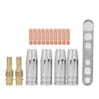 17pcs MB 15AK MIG Welding Torch Accessories Contact Tip Holder Conical Nozzle Shield Cup17pcs