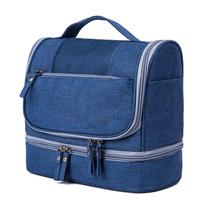 Travel Makeup Bag Portable Makeup Bag Waterproof Double Zipper Pouch Large Capacity Wet Dry tamsiai mėlyna spalva
