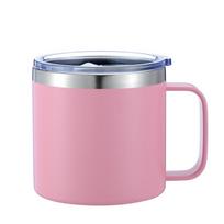 14oz kavos puodelis su rankena Yeti termosas nerūdijančio plieno vakuuminis izoliuotas terminis alaus puodelis kelioninis termosas su sandariu dangteliu 14oz (410ml) rožinė