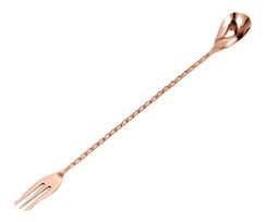 BAR PROFESSIONAL Barmeno šaukštas su šakute, 40 cm ilgio, varinis