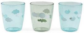 Done by Deer puodelių rinkinys Yummy mini glass Happy clouds - žalias, 3 vnt.