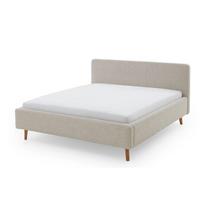 Smėlio spalvos dvigulė lova audiniu dengta be grotelių 180x200 cm Mattis – Meise Möbel