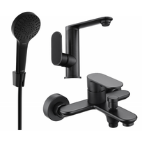 Mexen Milo R05 vonios komplektas, juodas - 713053R05-70