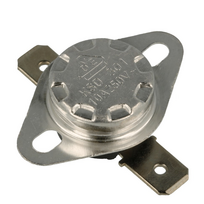 Bimetalinis termostatas KSD301A-A314 NC 45°C 40°C 10A 250V AC metalinis fi 16x12mm su rankena 6.3mm jungtimis horizontalus bakelitas