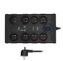 „Solight“ viršįtampių apsauga, 8 kontaktų, USB A+CA, 2 m, juoda