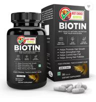 BEST CHOICE NUTRITION Biotinas Didžiausia koncentracija plaukams, odai ir nagams 10000 mcg biotino (30 kapsulių)