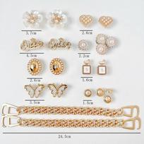 22 vnt. Madingų batų pakabukų rinkinys Priedai Skylėtos batų sagtelės Naujas Retro Metalinis Karalienės Auksinis DIY Batų Dekoracijos Vaikams Moterims Mergaitėms Dovana