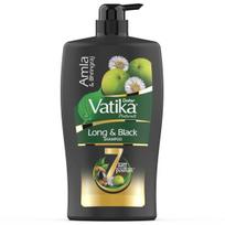 Dabur Vatika Long & Black šampūnas - 1 l | Su Amla ir Bhringhraj | Žvilgantiems, ilgiems ir juodiems plaukams | Be pridėtų parabenų | Švelniai valo