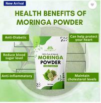 INTIMIFY Moringa lapų milteliai, Valgymui, Plaukų priežiūrai, Svorio metimui, Vitaminų papildas  (100 g)