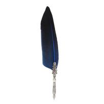 Vintage Retro Feather Dip Pen Alloy Nibs Calligraphy Writing Pen Gift with Box(Blue) mėlyna