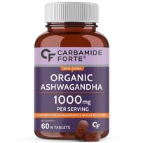 Carbamide Forte Ekologiškos Ašvagandos 1000mg Tabletės|Streso ir Nerimo Mažinimo Tabletės , 60 Ekologiškos Ašvagandos Tablečių, 1 pakuotė, 60 kapsulių