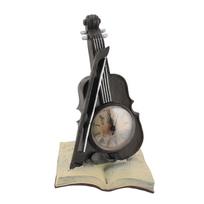 Senovinė smuiko laikrodžio skulptūra Derva Antikvarinis stalo laikrodis Smuiko modeliai Muzikos instrumentas