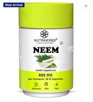 Nutriherbs Neem kapsulė gerina odos sveikatą, padeda detoksikuoti ir valyti kraują  (30 kapsulių)