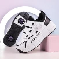 TUINANLE Children Roller Skate Shoes Kids Children Fashion Casual Sports Toy Birthday Gift Games Boys 2 Wheels Sneakers Girls 35 juoda