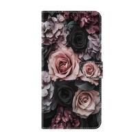 Rosa chinensis Jacq Raštas Smūgiams atsparus Kortelių laikikliai PU Odos Piniginė Telefono dėklas, skirtas iPhone, Samsung, Huawei, Xiaomi, Moto, Oppo, Google, Nokia, LG, Oppo... LG V60 ThinQ 5G juoda