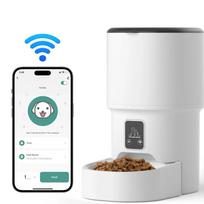 4L WIFI Mygtukinis Automatinis Kačių Maisto Dozatorius Išmanus Kačių ir Šunų Augintinių Maisto Dozatorius Išmanus Augintinių Kačių Maisto Dozatorius Augintinių Maisto Dozatorius(Nėra 5V 1A kištuko) balta
