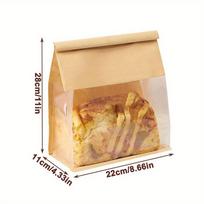 20pcs Heavy Duty Large Kraft Paper Bread Bags with Tin Tie Tab Lock Loaf Bag with Clear Front Window Storage Packaging Treat Bag 20pcs khaki