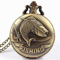 Klasikinis vyriškas „steampunk“ romėnų kišeninis laikrodis „Carp“ su grandine
