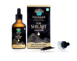 Pavanam Ayurveda Pure Ayurvedic Shilajit skysti lašai, autentiški, natūralūs mineralai ir fulvo rūgštis, laboratoriškai patikrinta 50 ml