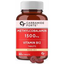 Carbamide Forte Vitamino B12 papildai - Metilkobalaminas 1500mcg Vitamino b12 tabletės| B12 papildas vyrams ir moterims | Aktyvi b12 forma - 60 tablečių