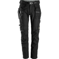 Darbo SNICKERS WORKWEAR FlexiWork 6972 kelnės 3.0, su nuimamomis kabančiomis kišenėmis, juodos