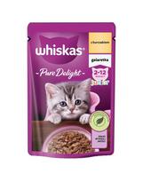 WHISKAS Junior paketėlis 85g drėgnas ėdalas kačiukams su vištiena drebučiuose