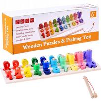 Medinė edukacinė dėlionė NUMERIAI Abacus Meškerė Fishing
