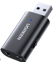 Adapteris Ugreen CM523 USB Type-A Male (vyriška), 3.5 mm Female (moteriška), 1 m, juoda sp.