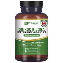 Ginkgo Biloba ir Korėjos ženšenio tabletės 16 000 mg 180 veganiškų tablečių iš Prowise
