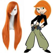 Anime Kim Possible Cosplay Perukai Oranžiniai Tiesūs Ilgi Sintetiniai Su Kirpčiukais Anime Kostiumų Perukai 65cm oranžinė