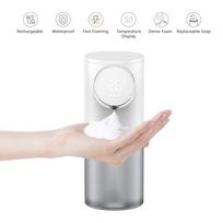 Automatinis bekontaktis muilo dozatorius, 320 ml talpos temperatūros ekranas, tirštas putplastis rankų plovimo mašina 1500 mAh įkraunamas automatinis muilo dozatorius None balta