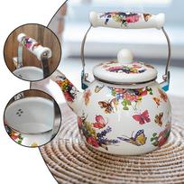 Enamel Tea Kettle Teapot with Handle Beverage Jug Milk Warmer Coffee Pot Water Pitcher for Home