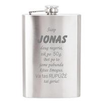 Metalinė gertuvė (fleškutė) „Šiaip JONAS daug negeria“